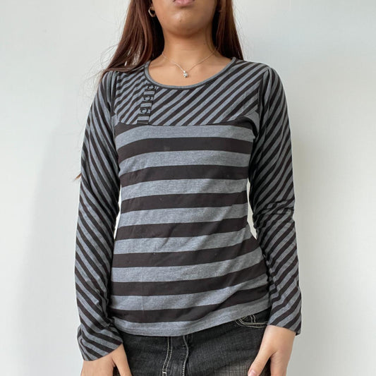 Grey/Brown Stripy Long Sleeve