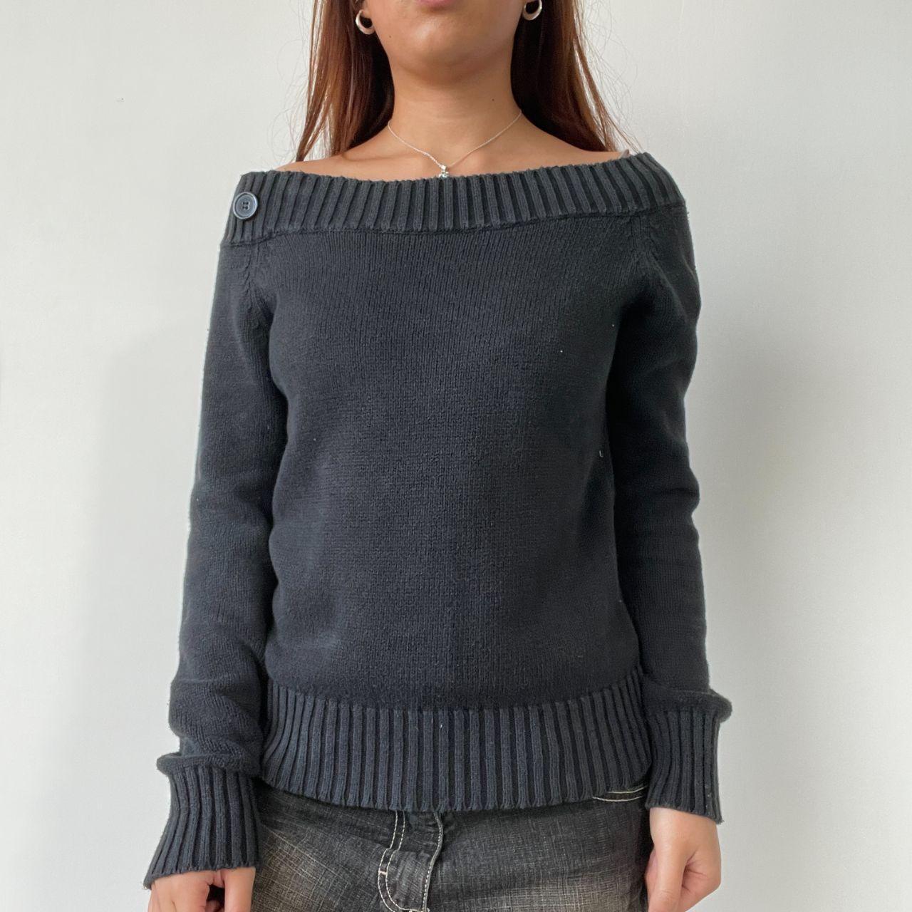 Black Knitted Off Shoulder Jumper