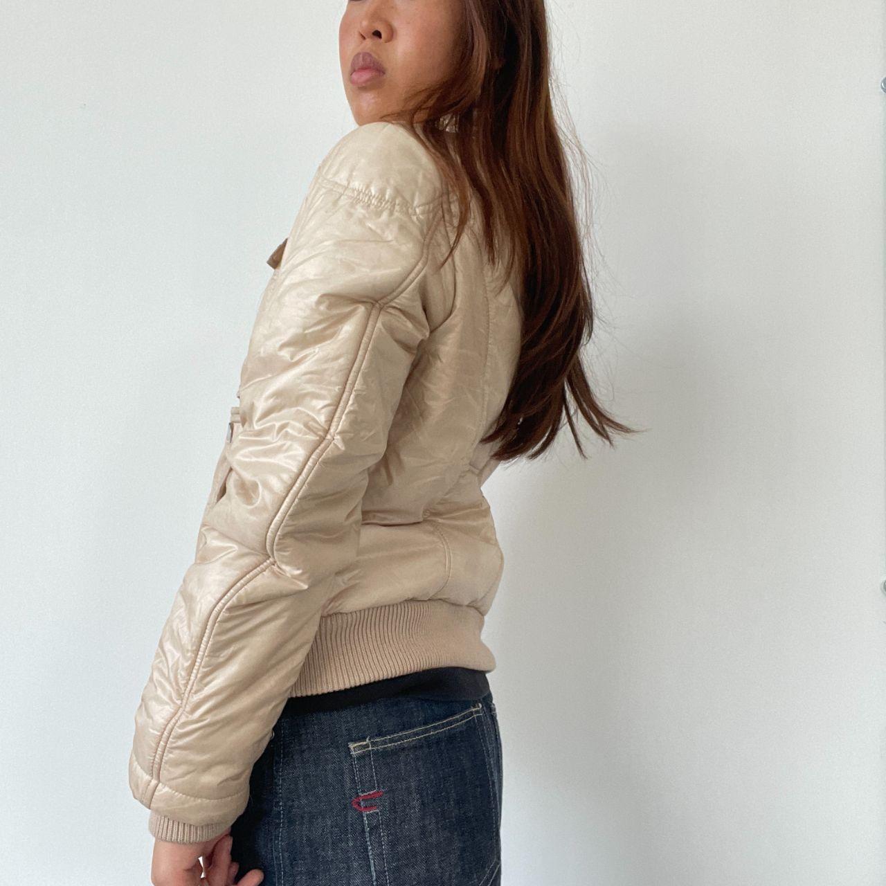 Cream Shiny Puffer Jacket