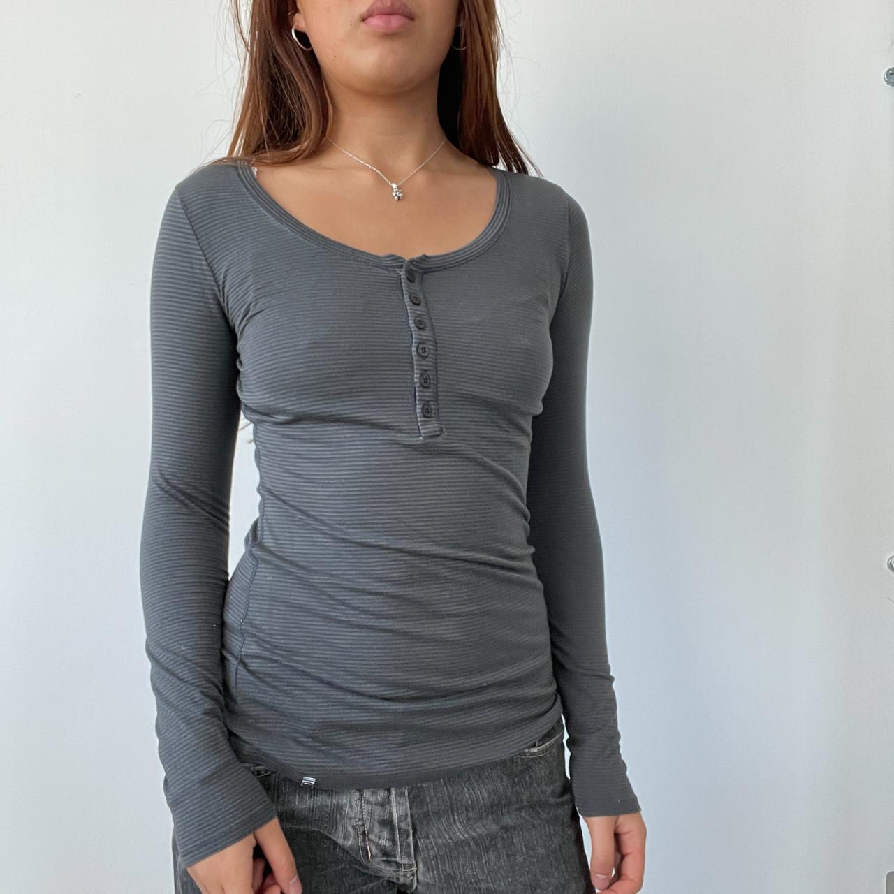 Grey Stripy Long Sleeve Top