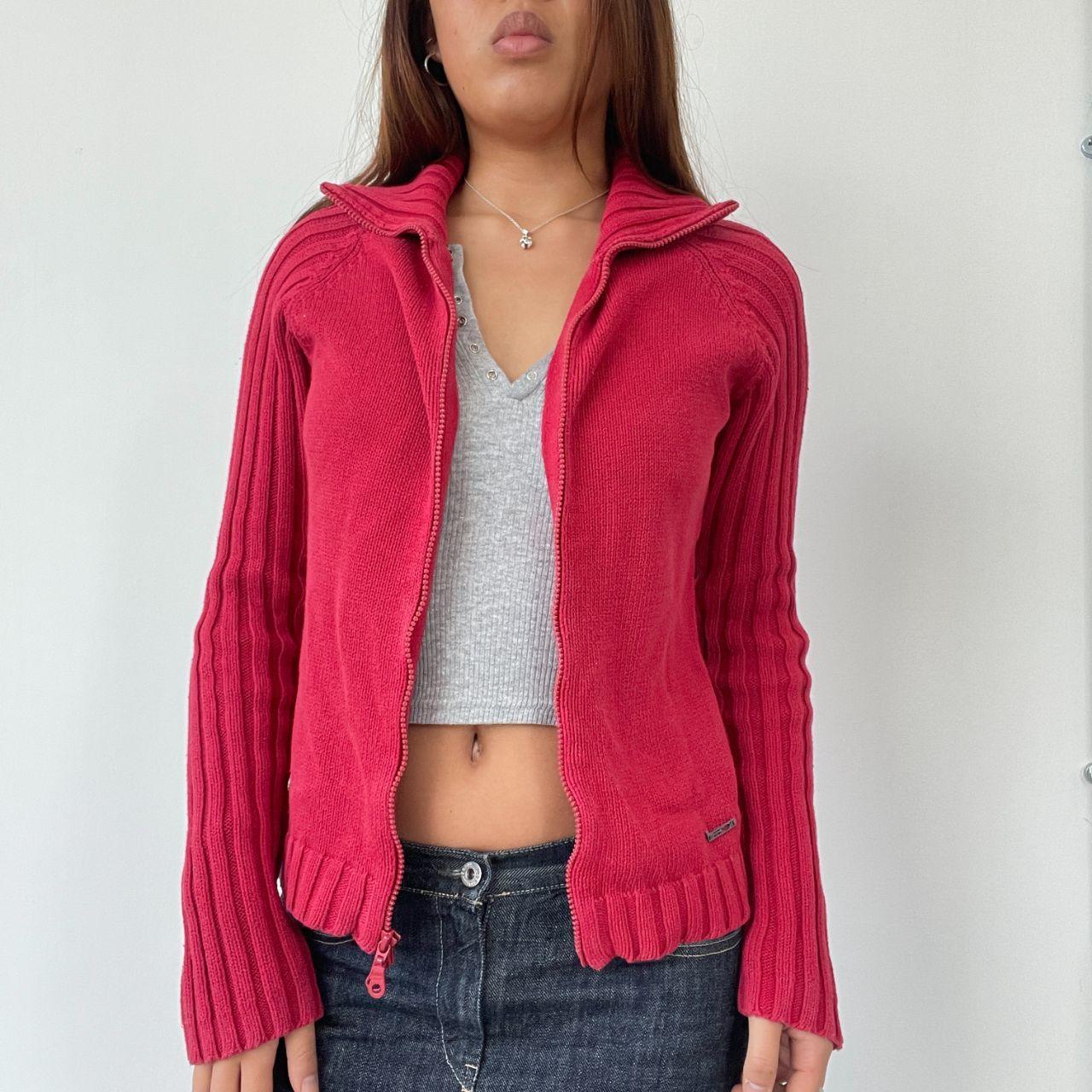 Red Double Zip Knitted Jumper