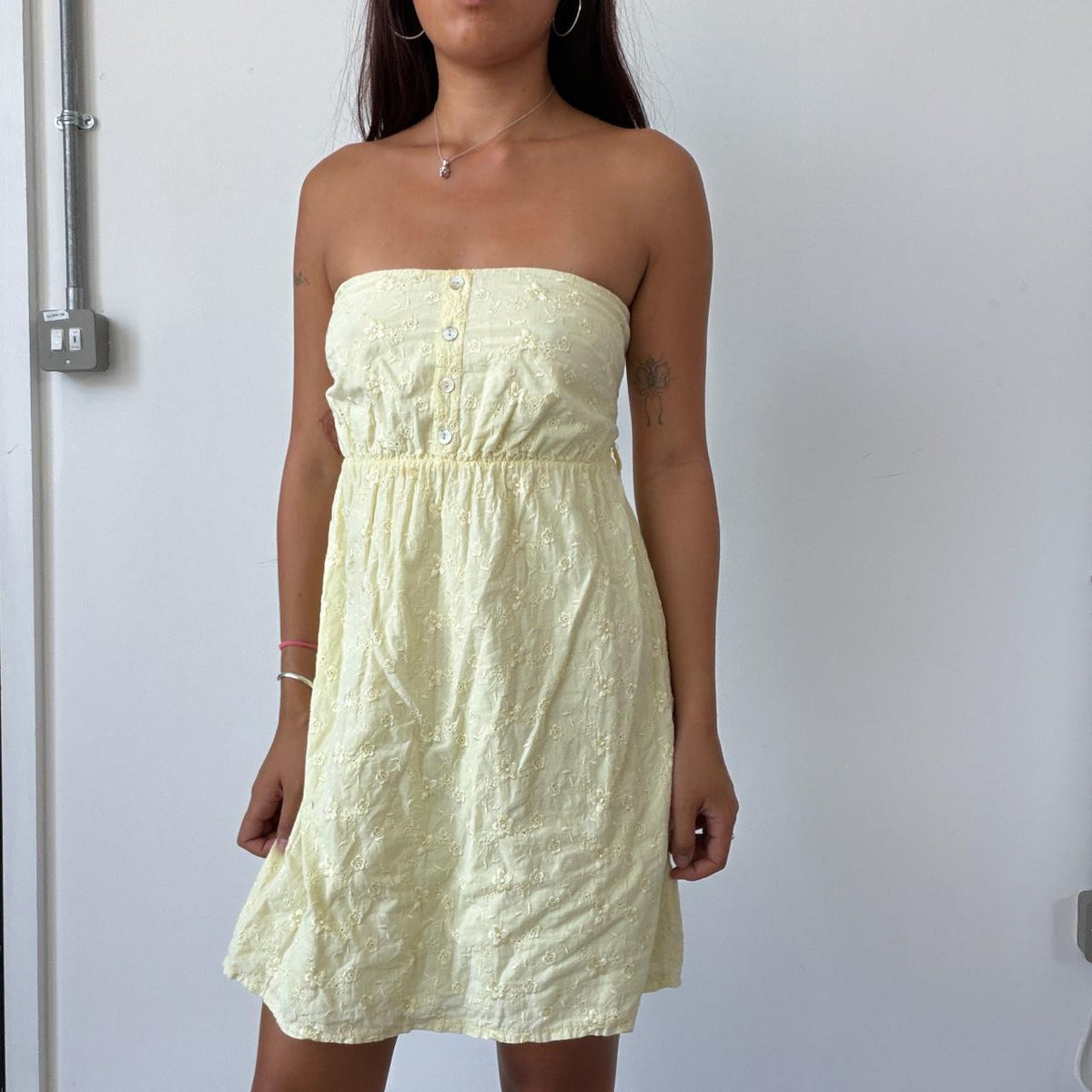 Vintage Yellow Bandeau Mini Dress
