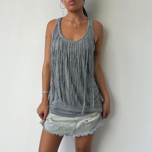 Vintage Grey Fringe Top