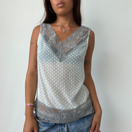 Vintage Baby Blue Sisley Sheer Top