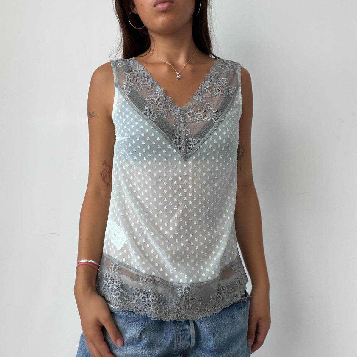 Vintage Baby Blue Sisley Sheer Top