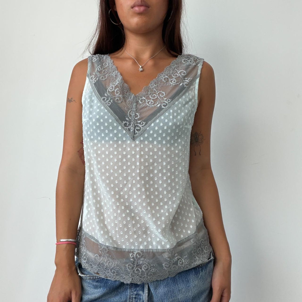 Vintage Baby Blue Sisley Sheer Top