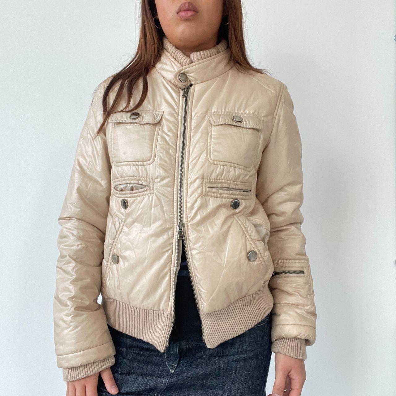 Cream Shiny Puffer Jacket