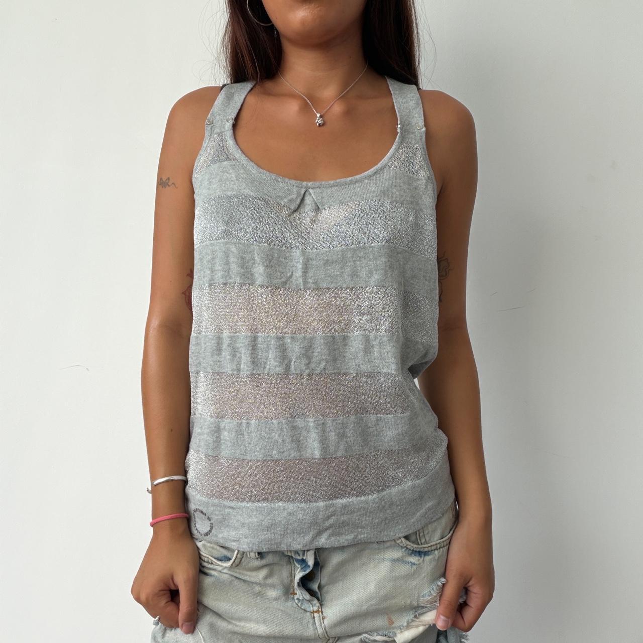 Vintage Sheer Shiny Striped Top