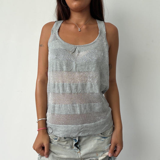 Vintage Sheer Shiny Striped Top