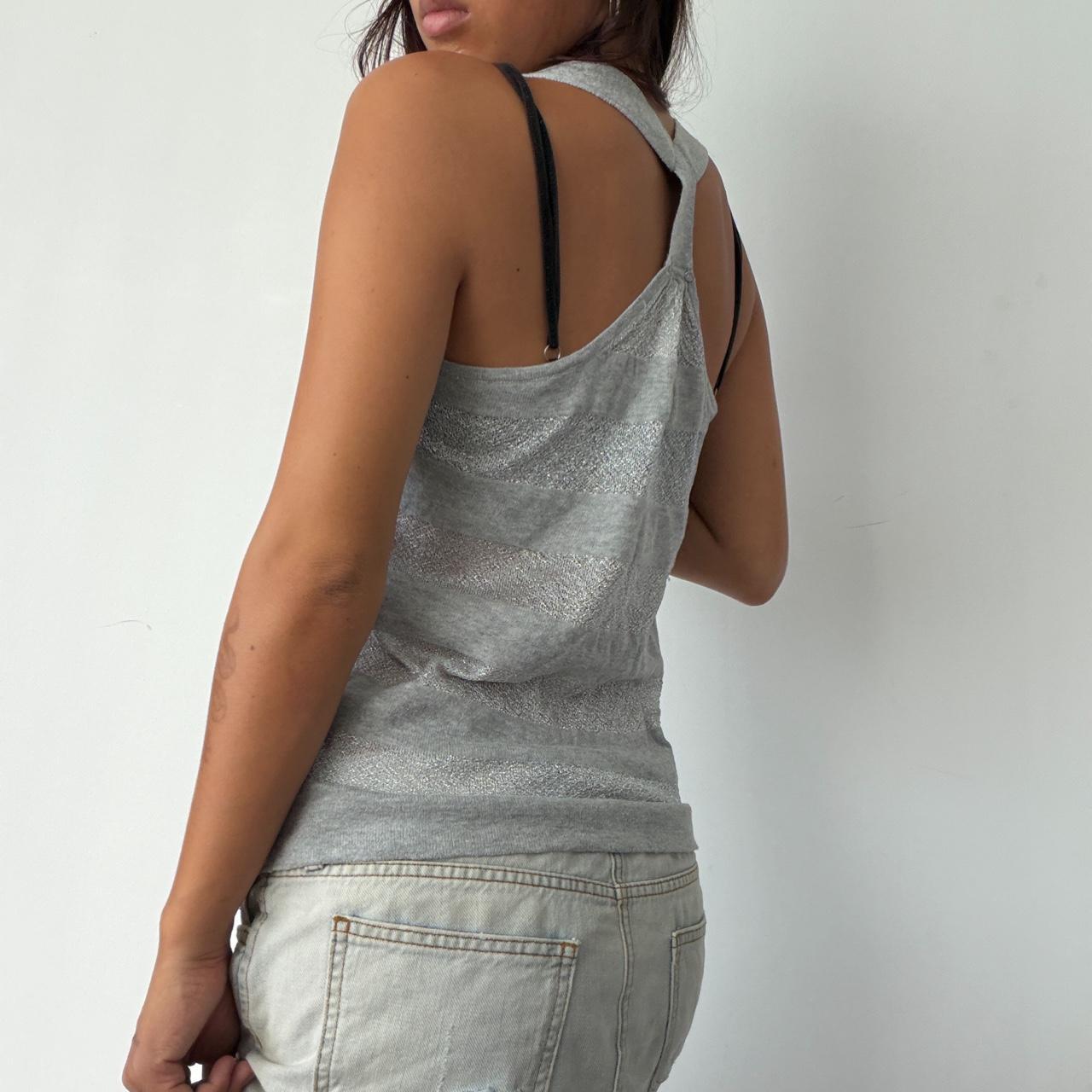 Vintage Sheer Shiny Striped Top