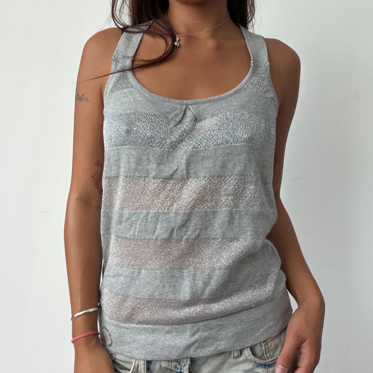 Vintage Sheer Shiny Striped Top