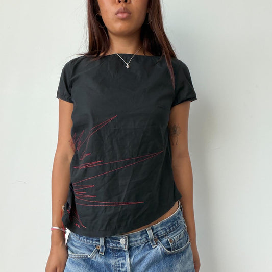 Vintage Cop Copine Black Stitch Top