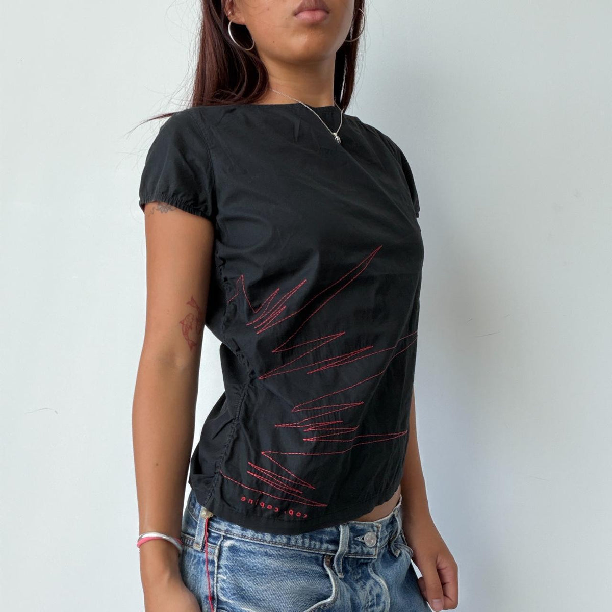 Vintage Cop Copine Black Stitch Top