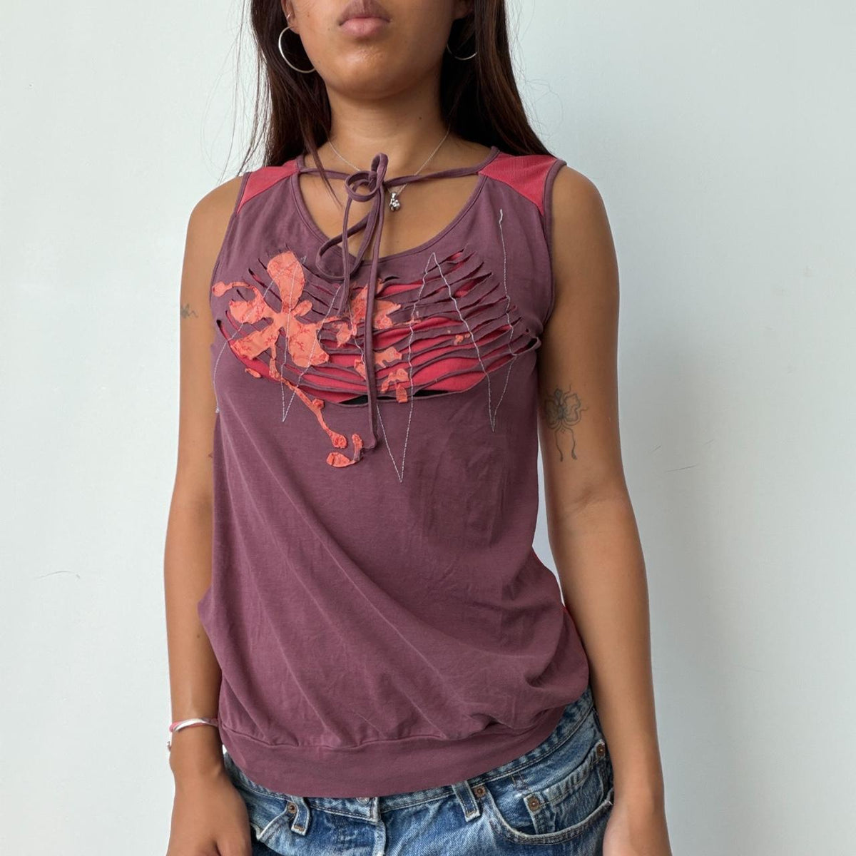 Vintage Cop Copine Purple Cut Out Top
