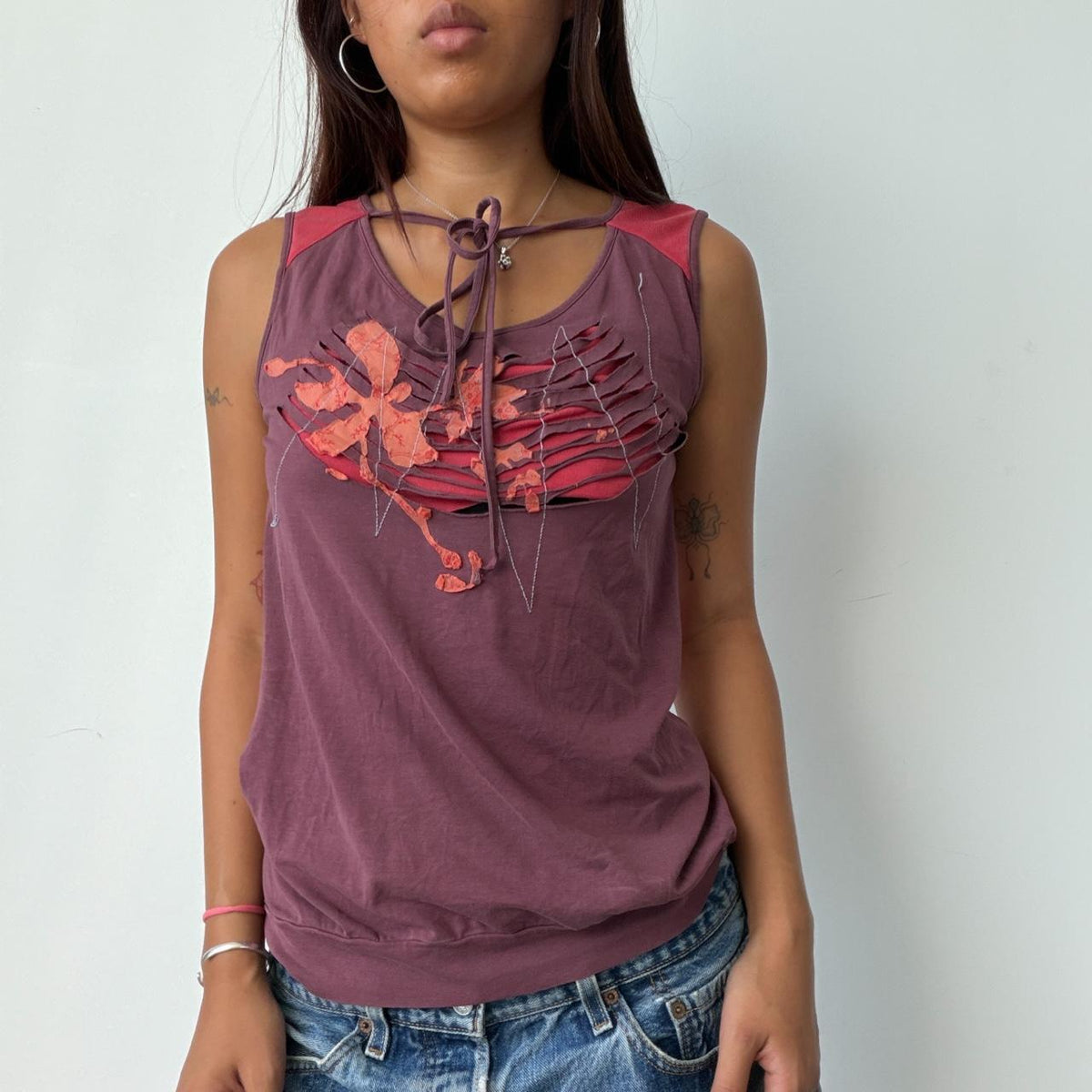 Vintage Cop Copine Purple Cut Out Top