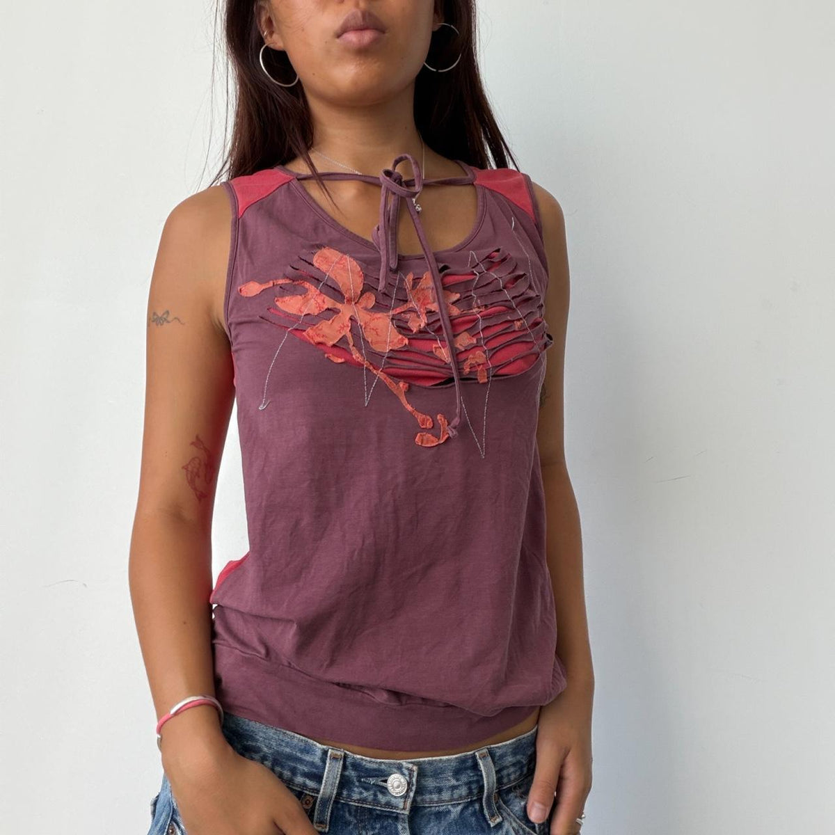 Vintage Cop Copine Purple Cut Out Top