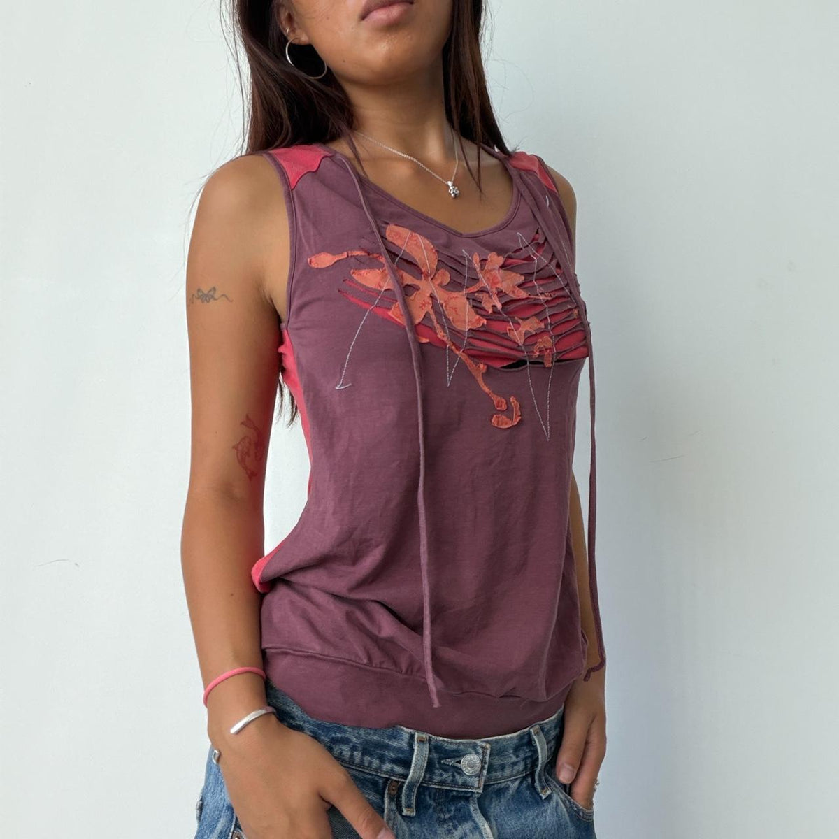 Vintage Cop Copine Purple Cut Out Top