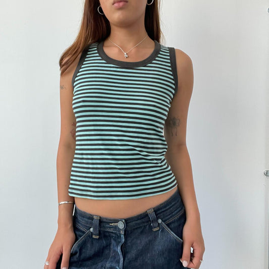 Blue/Brown Cop Copine Stripe Vest Top