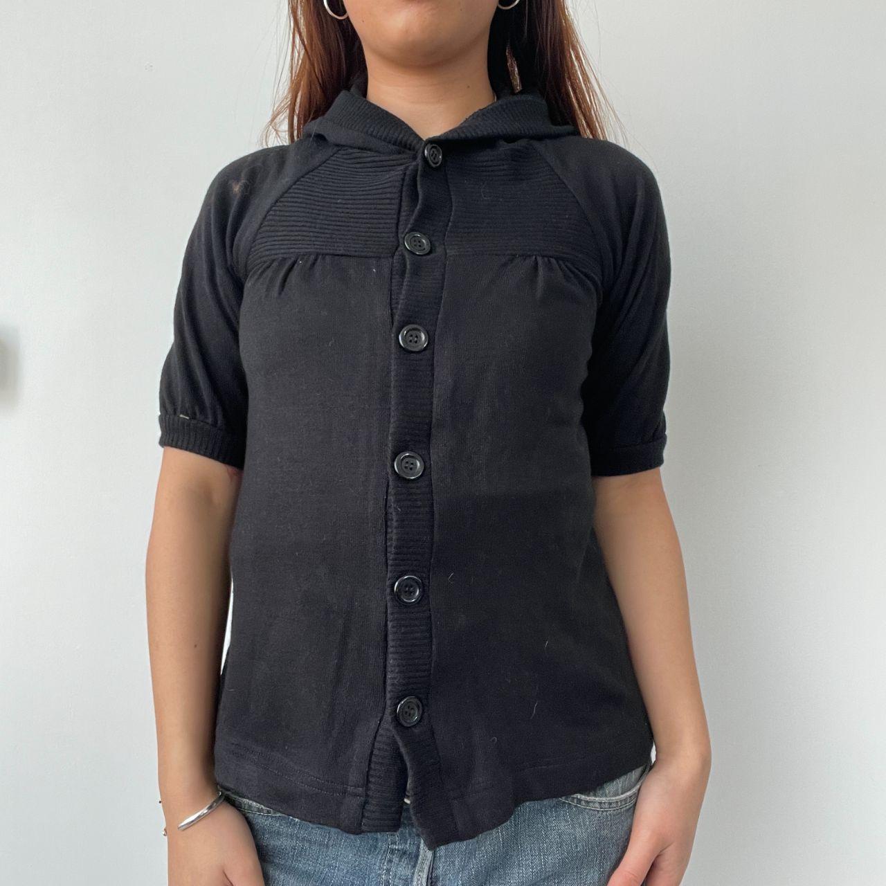 Black Button Up Cargo Top