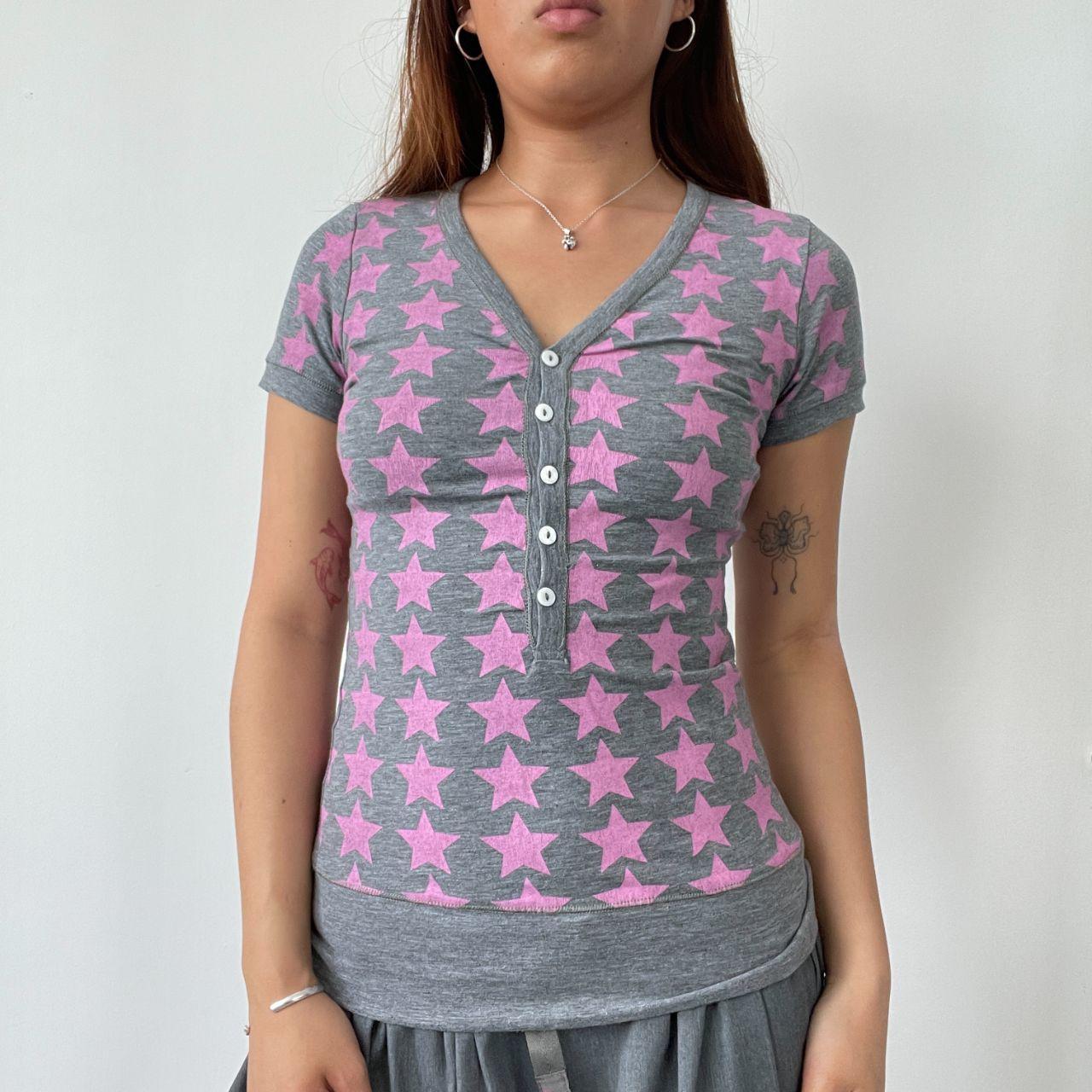 Pink/Grey Patterned Baby Tee