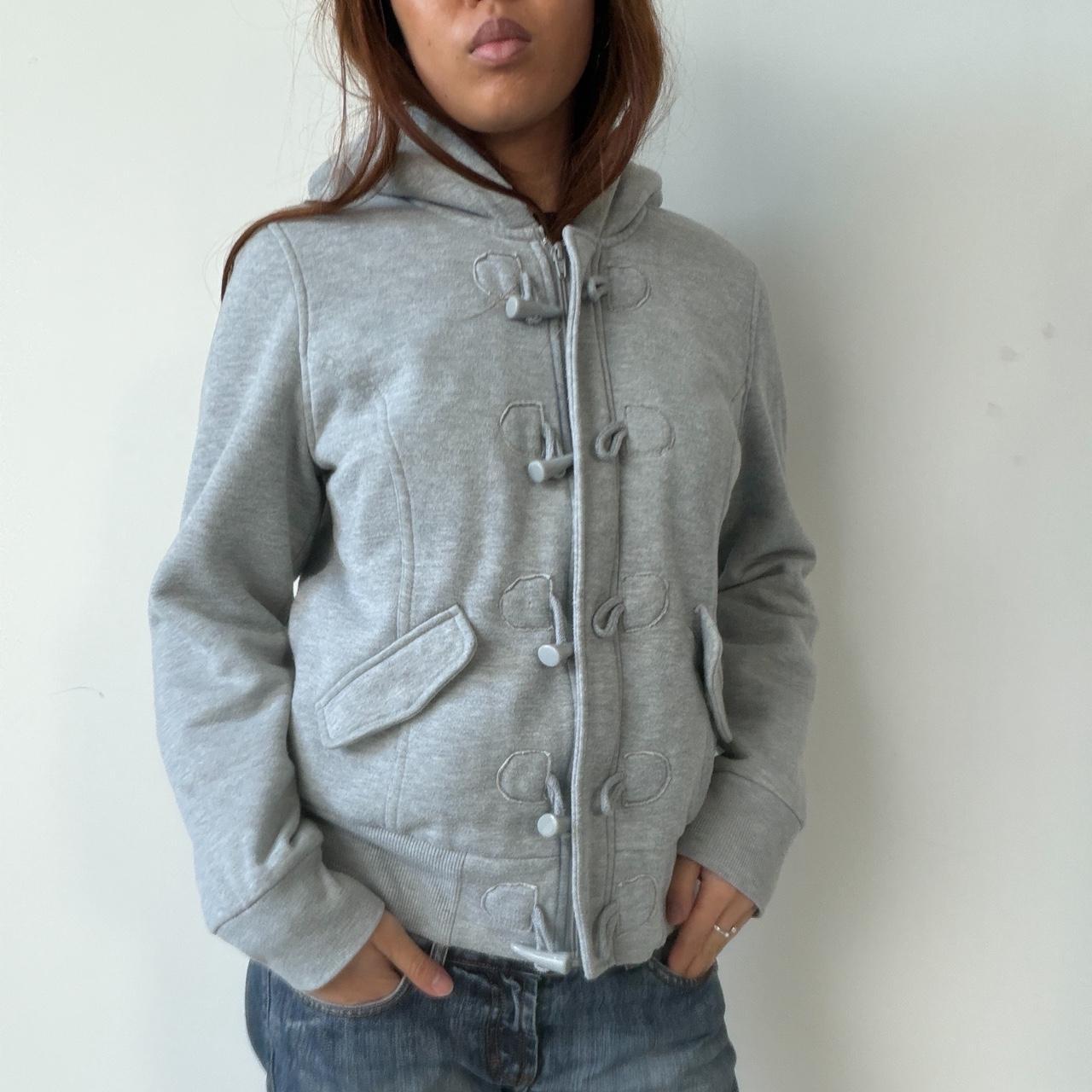 Vintage Grey Button Up Hooded Jumper