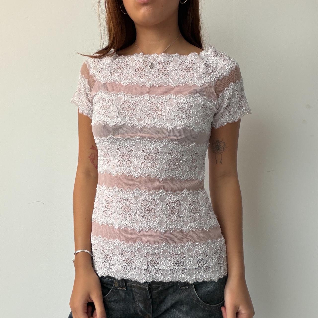 Vintage Baby Pink Lace Top