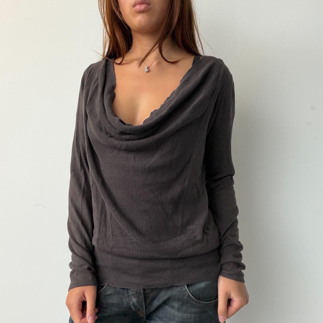 Vintage Brown Cowl Neck Top
