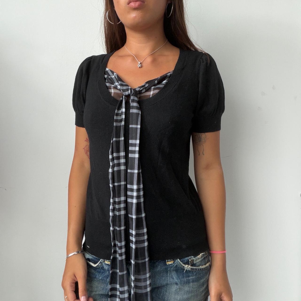 Vintage Black Knit Top with Detail