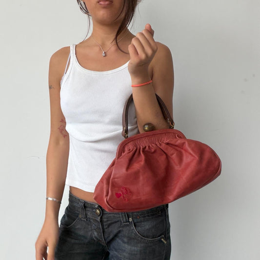 Vintage Red Leather Purse Pouch
