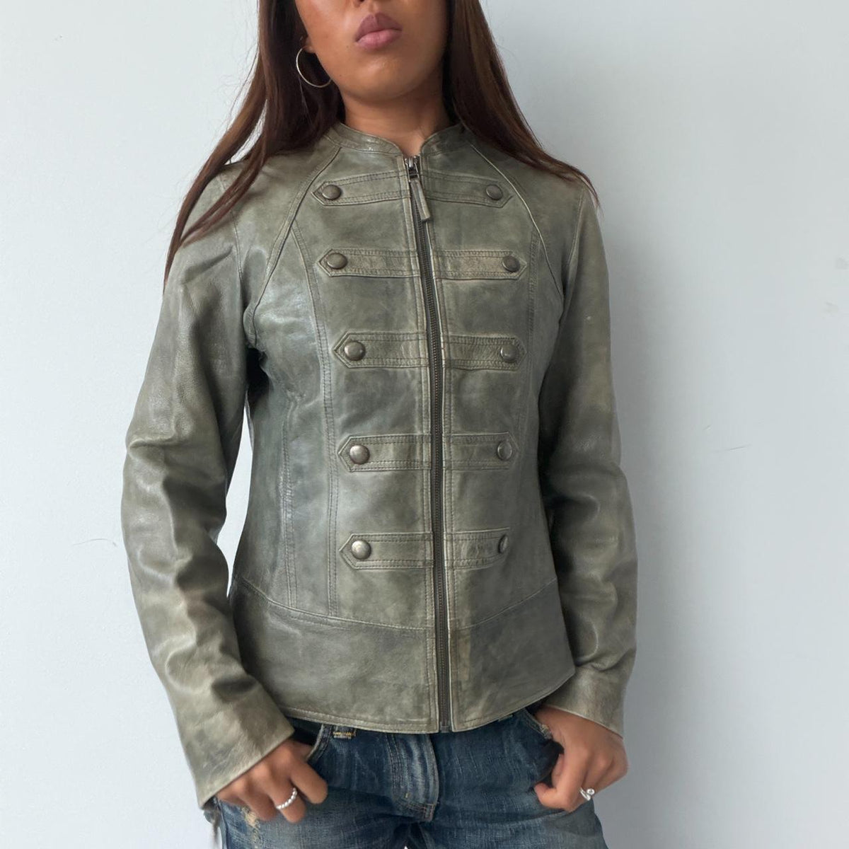 Vintage Leather Military Jacket