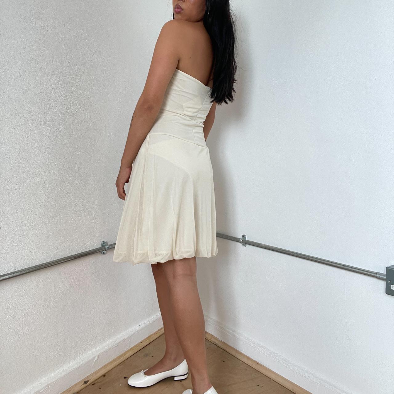 Vintage Beige Bandeau Mini Dress