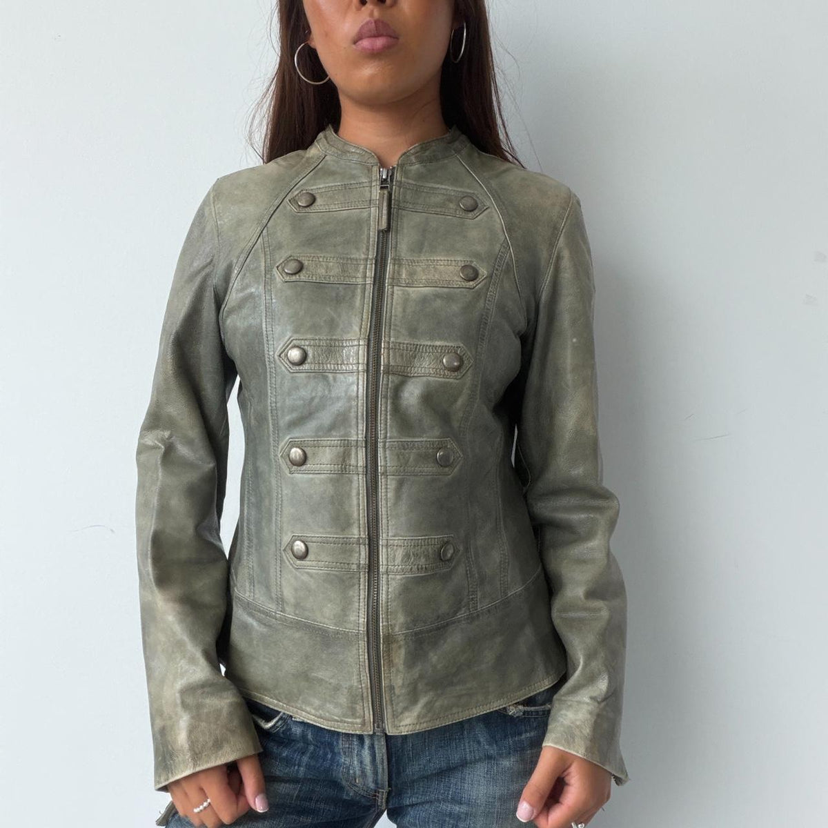 Vintage Leather Military Jacket