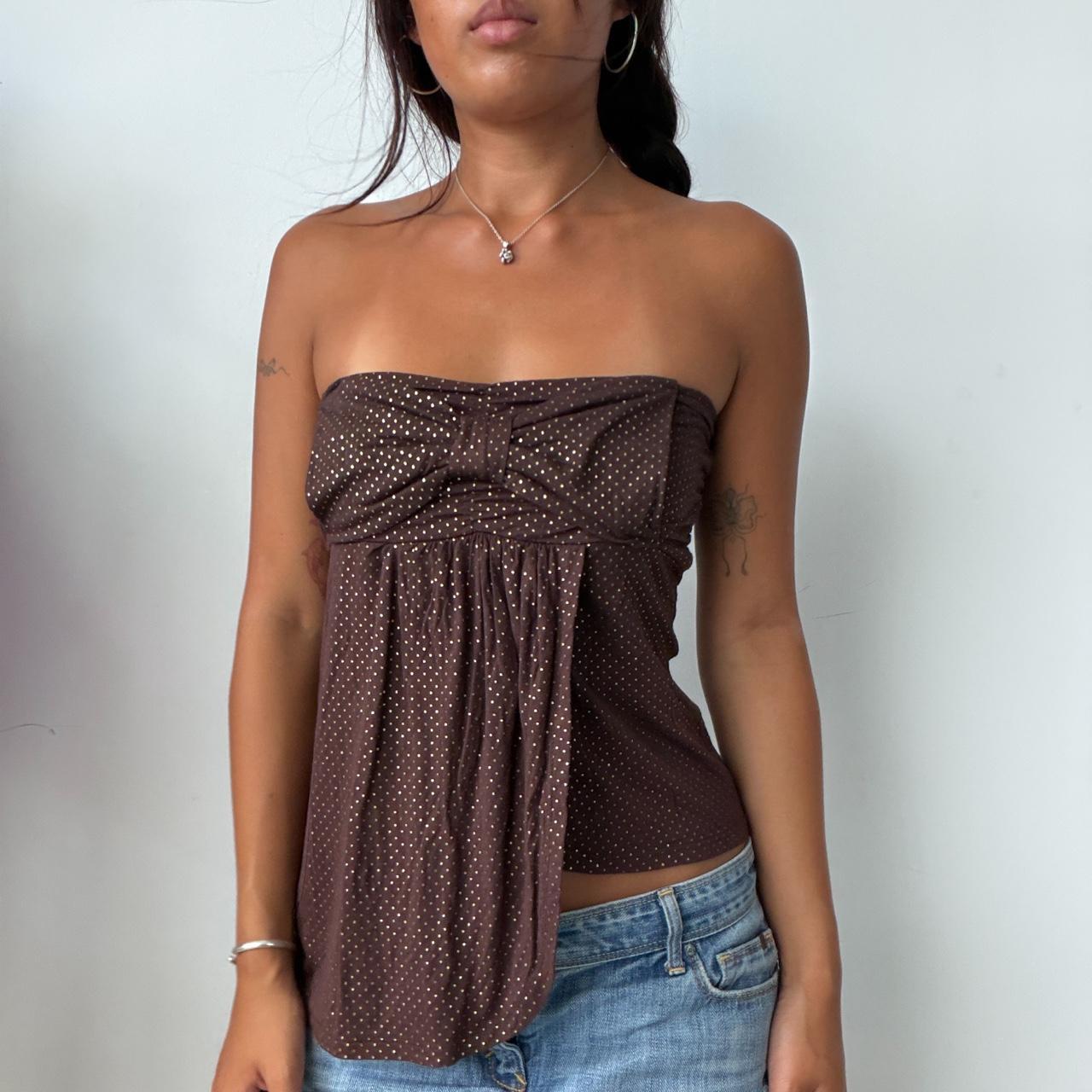 Vintage Brown Bandeau Bow Top