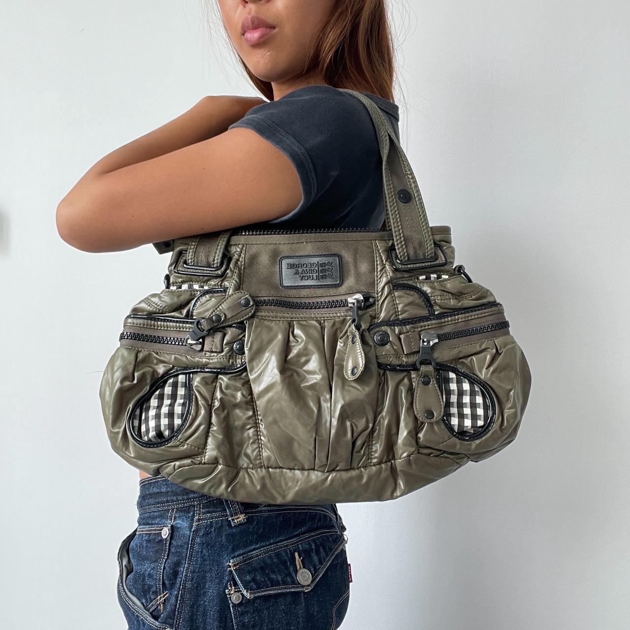 Vintage George Gina Lucy Khaki and Gingham Shoulder bag