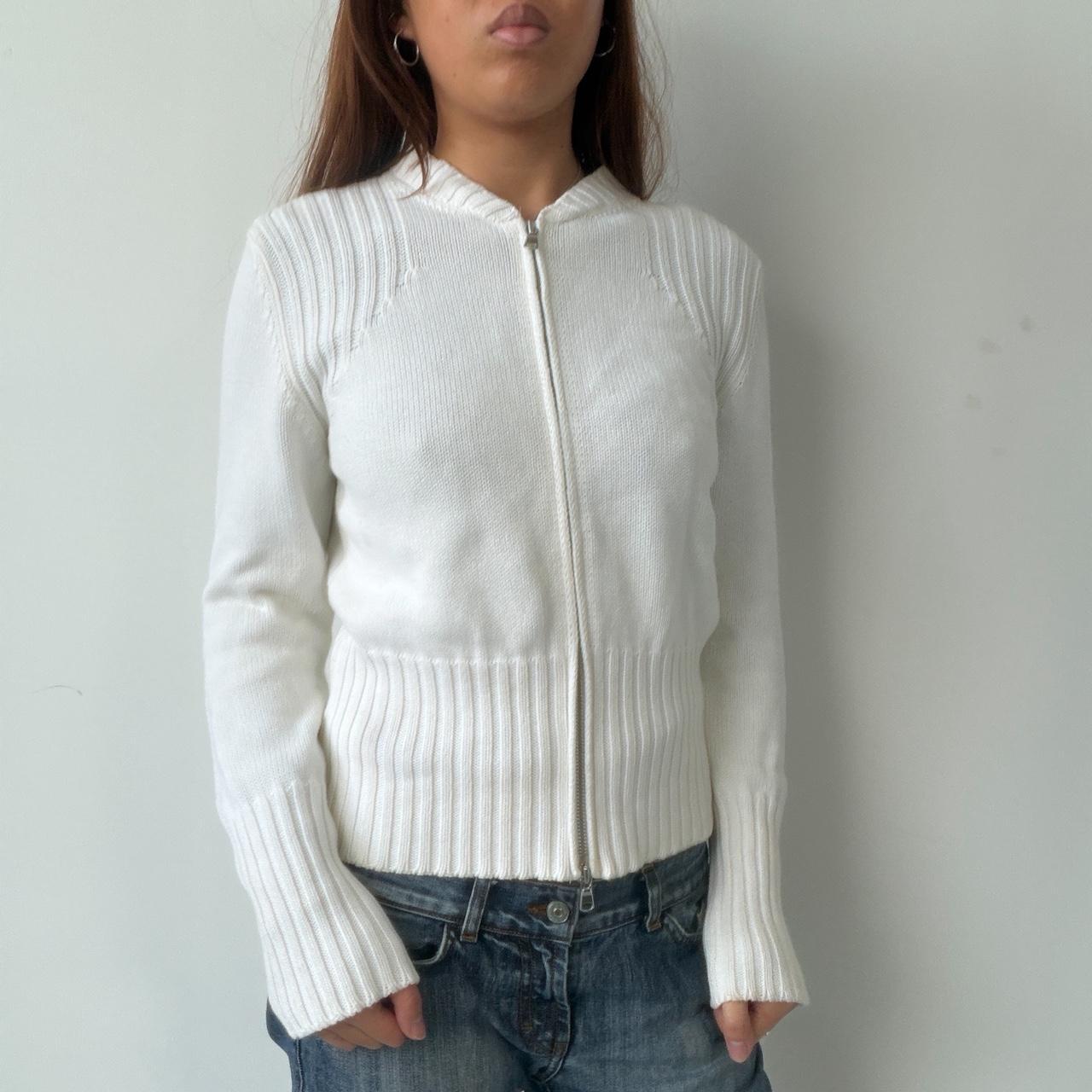 Vintage White Knit Zip Up