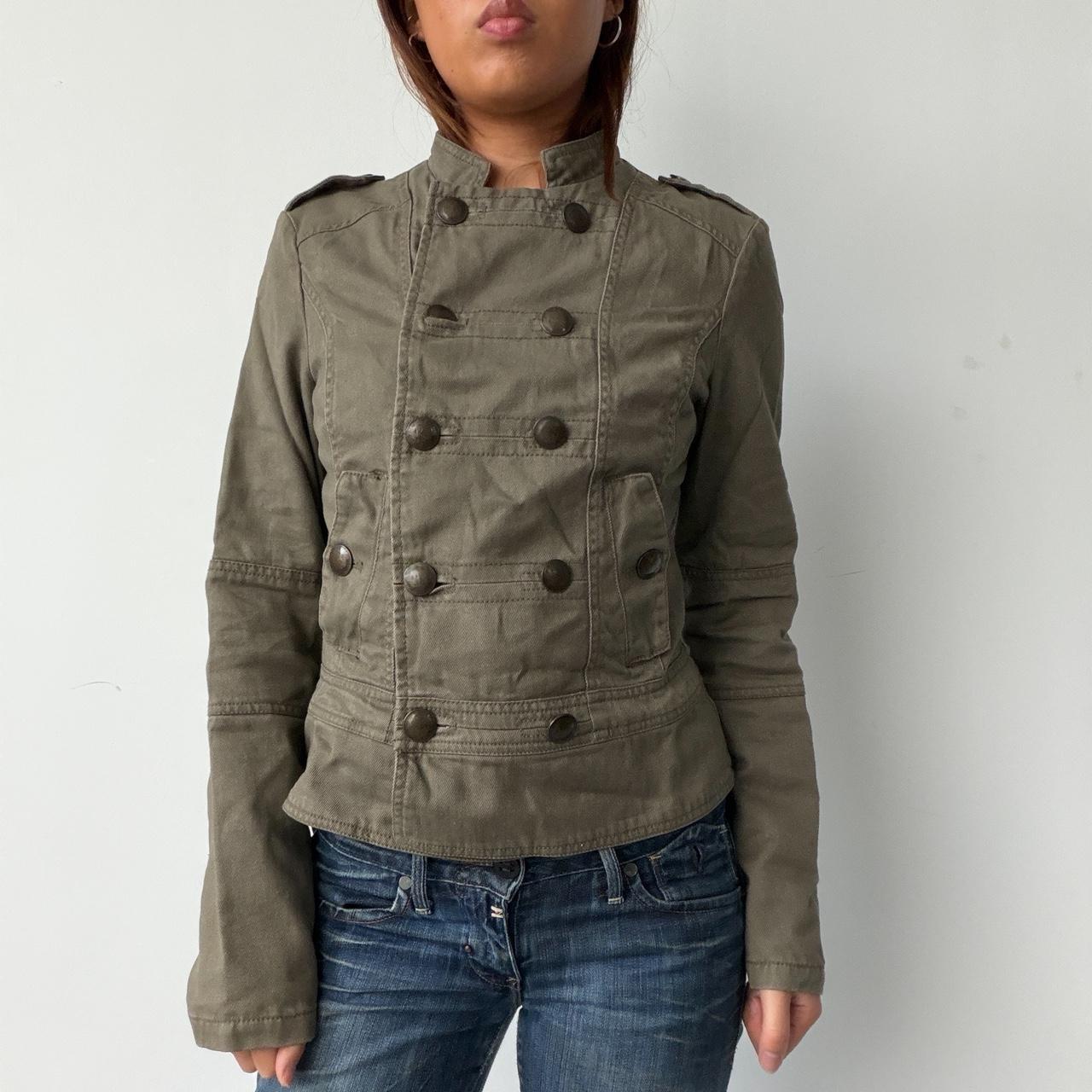 Vintage Dark Khaki Military Jacket