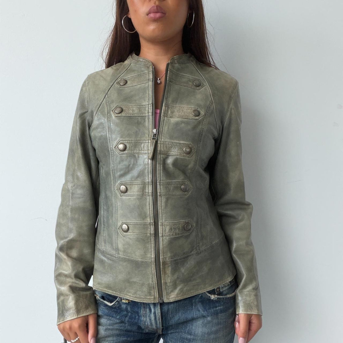 Vintage Leather Military Jacket