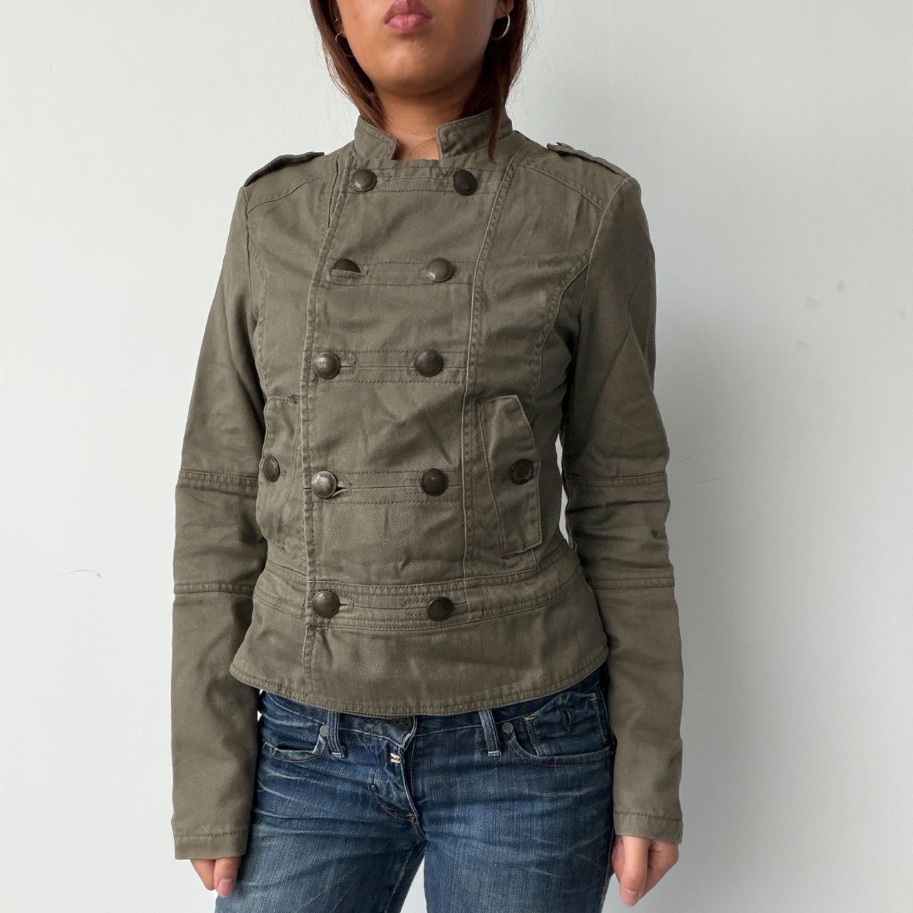 Vintage Dark Khaki Military Jacket