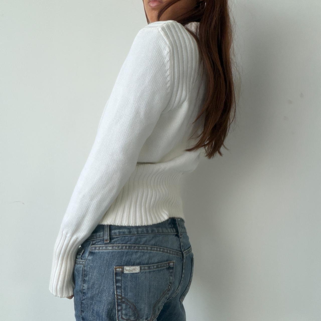 Vintage White Knit Zip Up