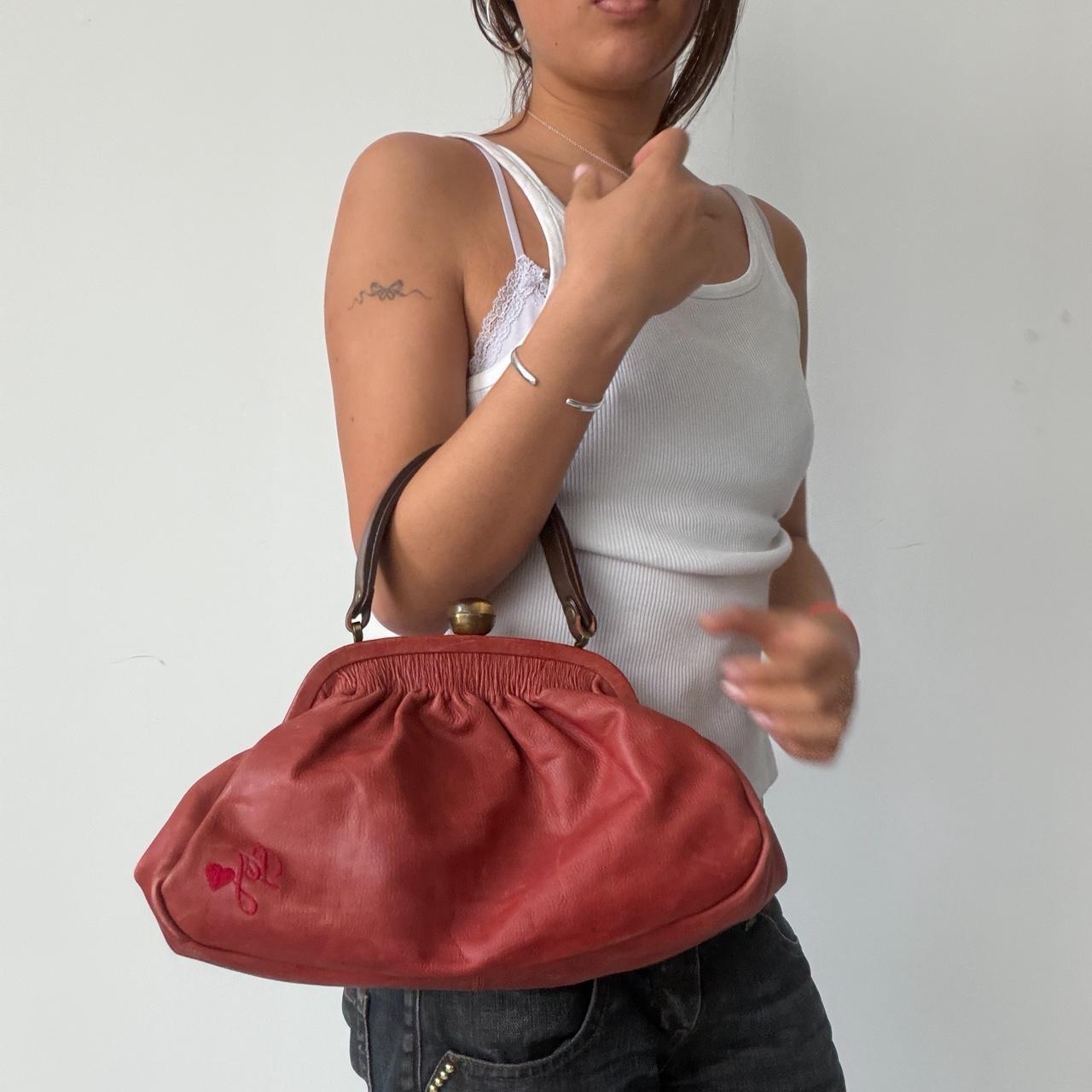 Vintage Red Leather Purse Pouch