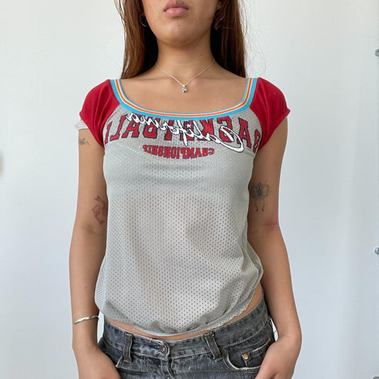 Red/Grey Sporty Graphic Baby Tee