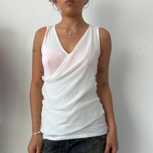 Vintage White Sheer Layred Top