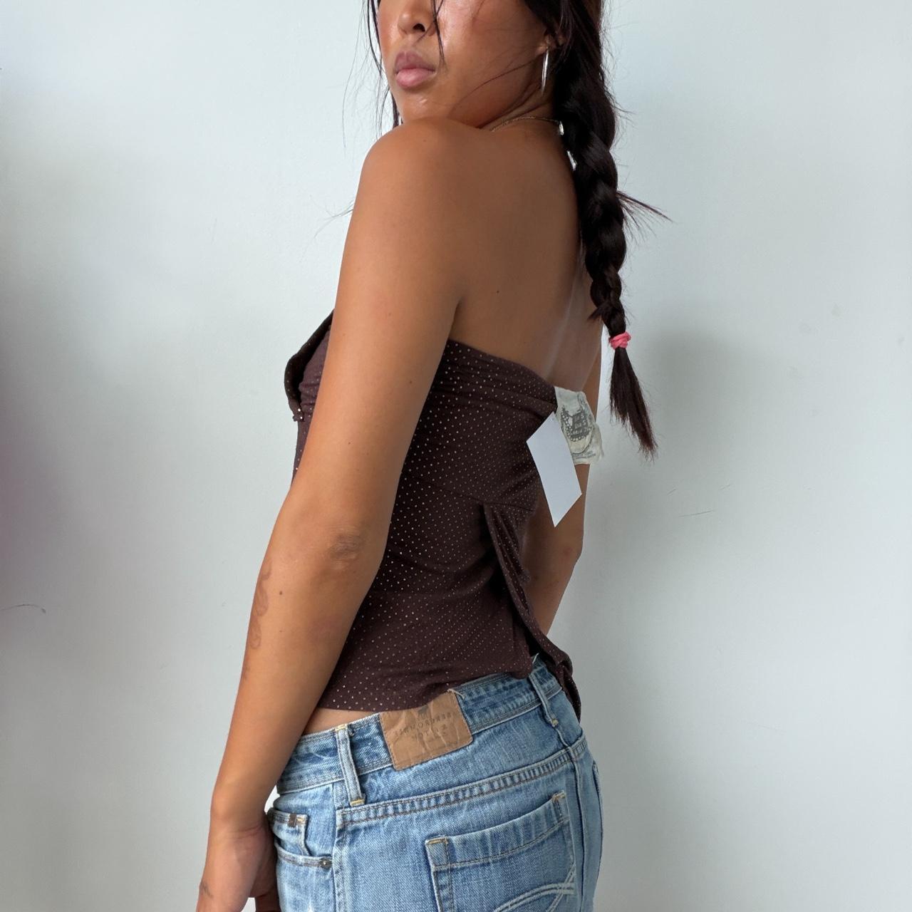 Vintage Brown Bandeau Bow Top