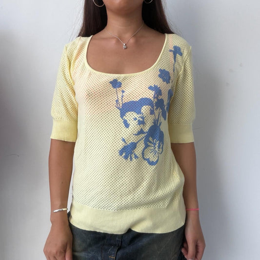 Vintage Yellow Mesh Cop Copine Top