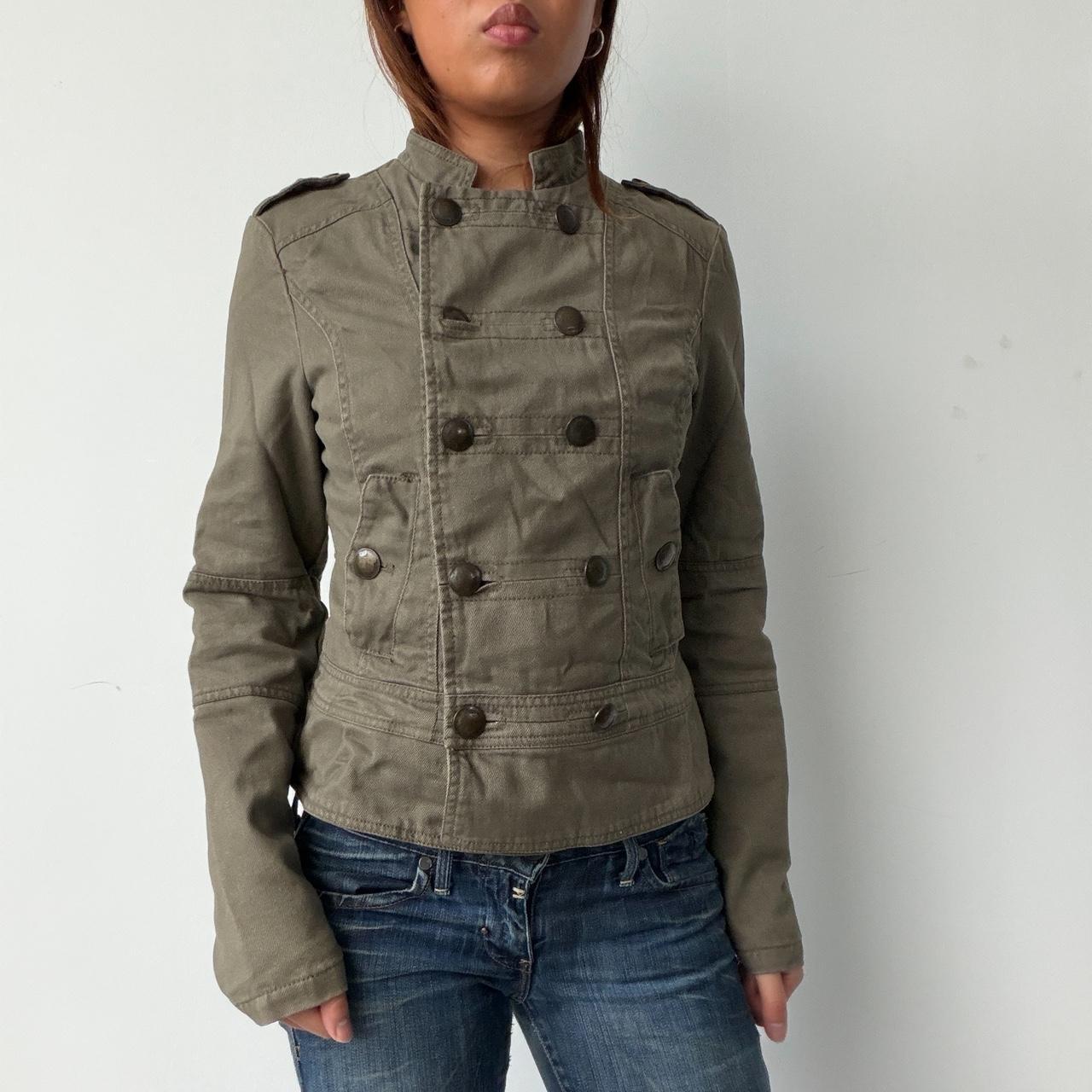Vintage Dark Khaki Military Jacket
