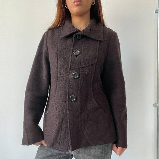 Brown Structured Collared Jacket