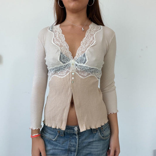 Vintage Beige Laced Cardigan