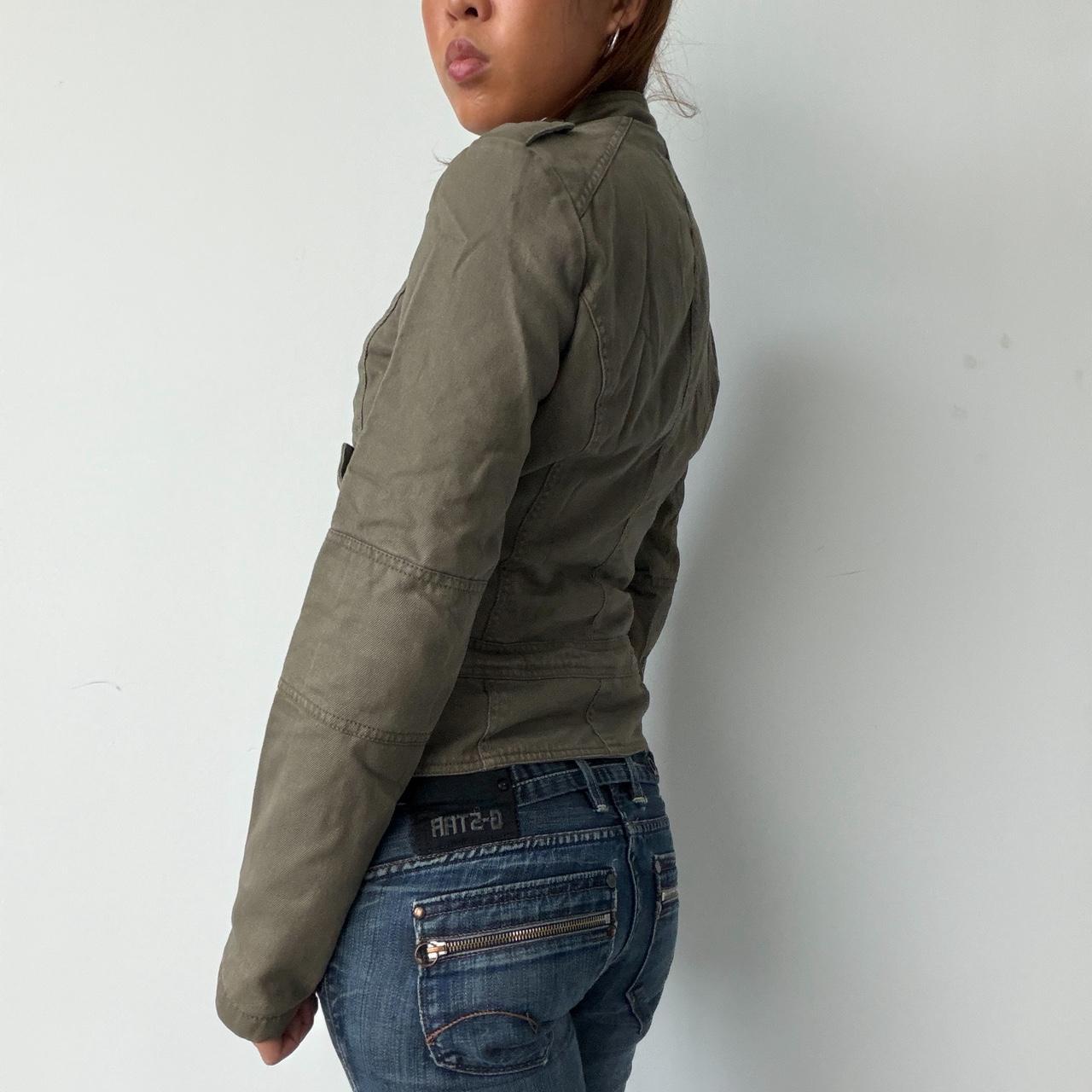 Vintage Dark Khaki Military Jacket