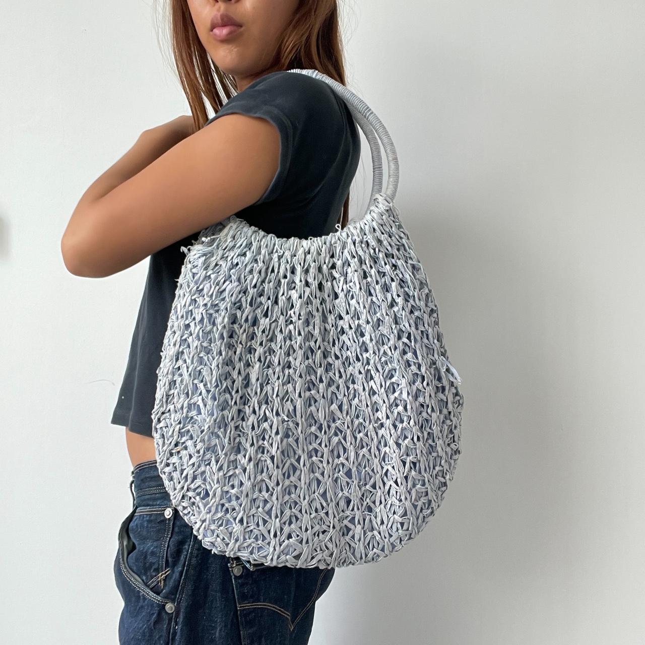 Vintage Baby Blue Crochet Bag
