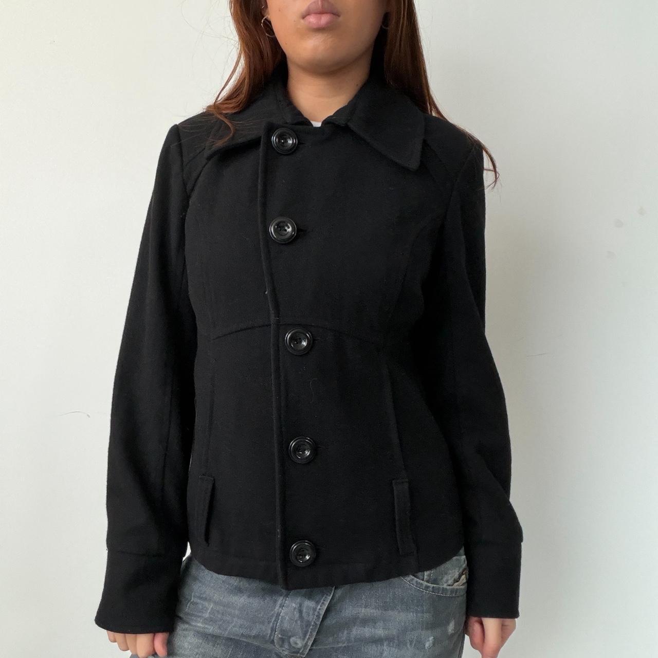 Vintage Black Wool Button Up Jacket